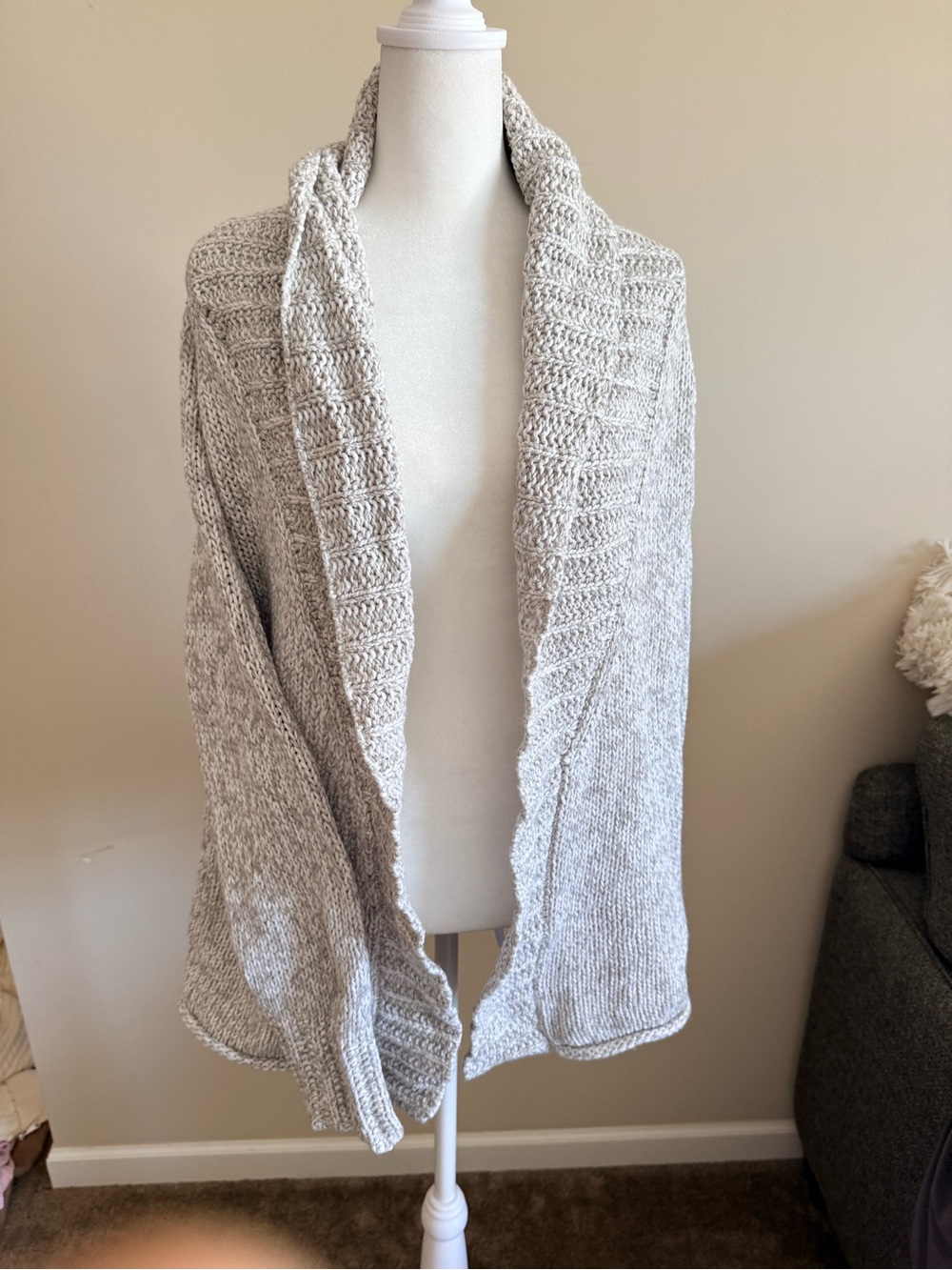 Vintage Cozy Cotton Wool Collar Sweater Cardigan boho grandpa core Sz xl